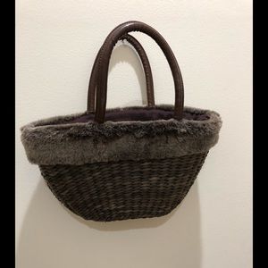 Brown open top tote with handles